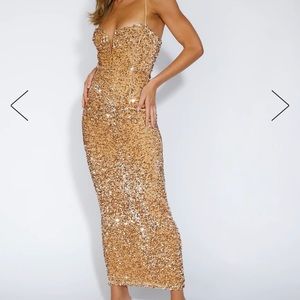 Hello Molly Gold Sequin Party Mood Dress